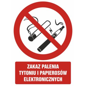 ZNAK BHP – ZAKAZ PALENIA TYTONIU I PAPIEROSÓW ELEKTRONICZNYCH – GC071 DJ PN