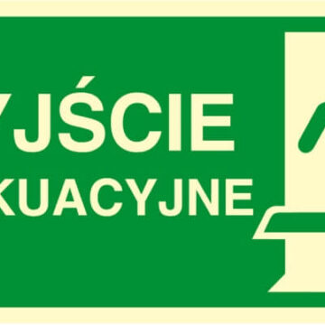 ZNAK EWAKUACYJNY – KIERUNEK DO WYJŚCIA EWAKUACYJNEGO – W PRAWO – AC 101 CE PS