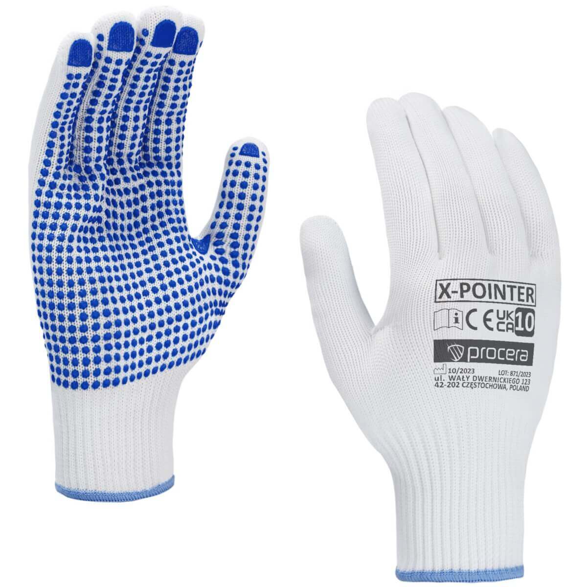RĘKAWICE OCHRONNE POLIESTROWE Z NAKROPIENIEM X-POINTER